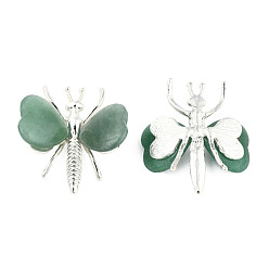 Green Aventurine Natural Green Aventurine Display Decorations, with Silver Color Plated Alloy Findings, Dragonfly, 44x36~39x12mm