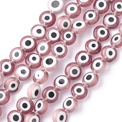 Indigo Chalumeau à la main mauvais œil plates rangées de perles rondes, indigo, 12x5mm, Trou: 1mm, Environ 33 pcs/chapelet, 14.76 pouce