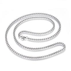 Stainless Steel Color 304 Stainless Steel Box Chain Necklaces, with Lobster Claw Clasps, Stainless Steel Color, 27.5 inch(70cm), 3.5mm