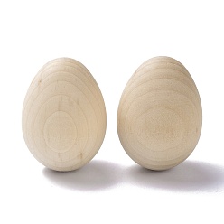 Color Canela Huevos de pascua de madera en blanco sin terminar, Artesanías de madera diy, lágrima, bronceado, 6x4.4 cm