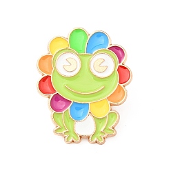 Frog Colorful Animal Enamel Pin, Gold Plated Alloy Badge for Backpack Clothes, Frog Pattern, 29.5x24x1.5mm