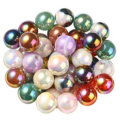 Mixed Color UV Plating Rainbow Iridescent Acrylic Beads, Round, Mixed Color, 15.5x15mm, Hole: 2.7mm