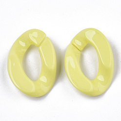 Yellow Opaque Acrylic Linking Rings, Quick Link Connectors, for Curb Chains Making, Twist, Yellow, 30x21x6mm, Inner Diameter: 16x8mm
