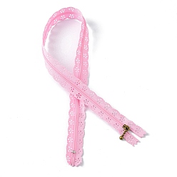 Pink Garment Accessories, Nylon Lace Zipper, Zip-fastener Components, Pink, 34x2.4cm