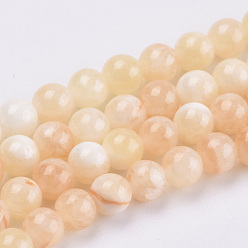 Mousseline au Citron Jade jaune brins de pierres précieuses perles teints naturels, ronde, mousseline de citron, 6mm, Trou: 1mm, Environ 66 pcs/chapelet, 15.7 pouce