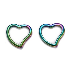 Rainbow Color Revestimiento iónico (ip) 304 anillos de unión de acero inoxidable, corazón, color del arco iris, 14.5x15x1.5 mm, diámetro interior: 11.5x11.8 mm