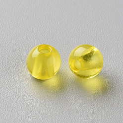 Jaune Perles acryliques transparentes, ronde, jaune, 6x5mm, Trou: 1.8mm, environ4400 pcs / 500 g