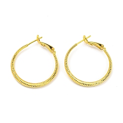 Настоящее золото 18K Витые большие серьги-кольца huggie для девочек и женщин, серьги из латуни с долговечным покрытием, реальный 18 k позолоченный, 34.7x29x2.8 мм, штифты : 0.8 мм