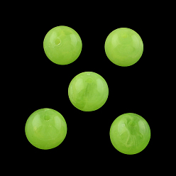 Césped Verde Piedras preciosas perlas de imitación de acrílico redonda, verde césped, 24 mm, Agujero: 3 mm, sobre 62 unidades / 500 g