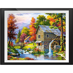 Building DIY Scenery Theme Diamond Painting Kits, Including Canvas, Resin Rhinestones, Diamond Sticky Pen, Tray Plate and Glue Clay, Building Pattern, 400x300mm