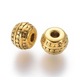 Antique Golden Tibetan Style Alloy Spacer Beads, Rondelle, Cadmium Free & Nickel Free & Lead Free, Antique Golden, 7mm, Hole: 1mm