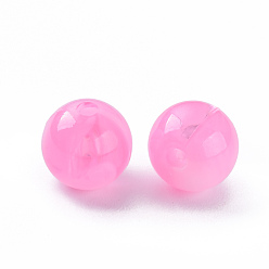 Rose Nacré Perles acryliques, pierre d'imitation, ronde, perle rose, 10mm, Trou: 1.6mm, environ1000 pcs / 500 g