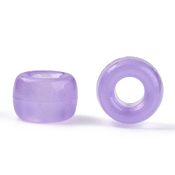 Plum Transparent & Luminous Plastic Beads, Frosted, Glow in the Dark, Barrel, Plum, 9x6mm, Hole: 3.8mm, about 1900pcs/500g
