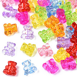 Mixed Color Transparent Acrylic Beads, Bear, Mixed Color, 10x10x6mm, Hole: 3mm, about 2222pcs/500g