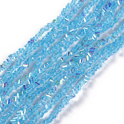 Light Sky Blue Electroplate Glass Beads Strands, AB Color Plated, Triangle, Light Sky Blue, 2.2~3x3~4.7x2~3mm, Hole: 0.7mm, about 171~181pcs/strand, 12.4 inch~14.84 inch(31.5~37.7cm)