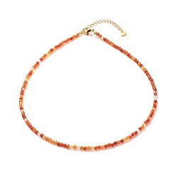 Carnelian Natural Carnelian Beaded Necklaces for Women, with 304 Stainless Steel Lobster Claw Clasps, Round, 18.31 inch(46.5cm), Beads: 2.5~3.5mm