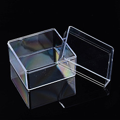 Clear Polystyrene Plastic Bead Storage Containers, Square, Clear, 8x8x5cm