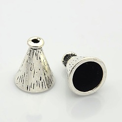 Antique Silver Tibetan Style Alloy Bead Cones, Apetalous, Nickel Free, Antique Silver, 18x15mm, Hole: 2mm and 10mm
