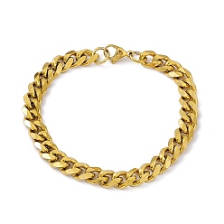 Oro Chapado al vacío 201 pulsera de cadena de eslabones de acero inoxidable con 304 cierres de acero inoxidable para hombres y mujeres, dorado, 8-1/8 pulgada (20.7 cm), link: 11x9x2.5 mm