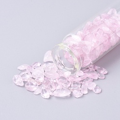 Quartz Rose Bouteille en verre qui souhaitent, pour la décoration de pendentif, avec perles de quartz rose à l'intérieur et bouchon en liège, 22x71mm