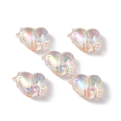 Bisque Transparent Acrylic Beads, AB Color Plated, Heart with Star, Bisque, 14.5x19.5x10mm, Hole: 2mm