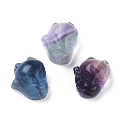 Fluorite Carved Natural Fluorite Beads, Fox, 14.3~15.5x11.5~12.7x8.5mm, Hole: 0.8mm
