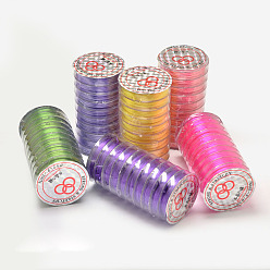 Color mezclado Cuerda de cristal elástica plana, hilo de cuentas elástico, para hacer la pulsera elástica, color mezclado, 0.8 mm, aproximadamente 10.93 yardas (10 m) / rollo