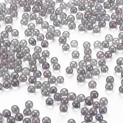 Dark Gray DIY Nail Art Decoration Mini Glass Beads, Tiny Caviar Nail Beads, AB Color Plated, Round, Dark Gray, 3.5mm, about 450g/bag