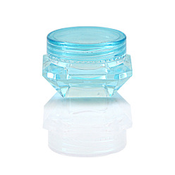 Cyan Transparent Plastic Empty Portable Facial Cream Jar, Tiny Makeup Sample Containers, with Screw Lid, Diamond Shape, Cyan, 3.3x2.1cm, Capacity: 5g