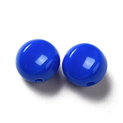 Blue Opaque Acrylic Beads, Flat Round, Blue, 9.5~10x12mm, Hole: 1.8mm, about 1110pcs/500g