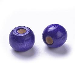Indigo Dyed Natural Wood Beads, Round, Lead Free, Indigo, 8x7mm, Hole: 3mm, about 6000pcs/1000g