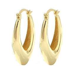 Real 18K Gold Plated Rack Plating Brass Teardrop Hoop Earrings for Women, Lead Free & Cadmium Free, Real 18K Gold Plated, 39x8x22.5mm