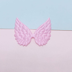 Flamingo Angel Wing Shape Sew on Double-sided Satin Ornament Accessories, DIY Sewing Craft Decoration, Flamingo, 58x45mm