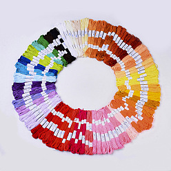 Color mezclado Cordones de algodón, cordón de macramé, hilo de bordar, color mezclado, 200x160 mm, aproximadamente 8.74 yardas (8 m) / madeja, 100 madejas / caja