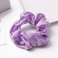 Lilac Polka Dot Pattern Cloth Elastic Hair Ties Scrunchie/Scrunchy Hair Ties for Girls or Women, Lilac, 40mm