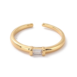 Chapado en Oro Real 18K Anillo rectangular con circonitas cúbicas para ella, anillo abierto delgado, sin plomo y cadmio, real 18 k chapado en oro, tamaño de EE. UU. 6 (16.5 mm)