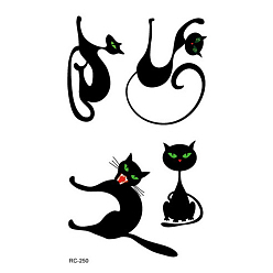 Cat Shape Pegatinas de papel de tatuajes temporales extraíbles a prueba de agua con tema anmial, Patrón de gato, 10.5x6 cm