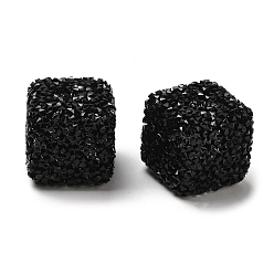 Black Resin Beads, with Rhinestone, Drusy Cube, Black, 16x16x16mm, Hole: 3.6mm