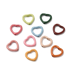 Mixed Color Spray Painted Alloy Bead Frame, Lead Free & Cadmium Free, Heart, Mixed Color, 13x14x3.3mm, Hole: 1.4mm