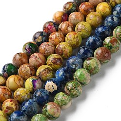 Couleur Mélangete Brins de perles de jaspe impérial naturel, teint, ronde, couleur mixte, 8~8.5mm, Trou: 1~1.2mm, Environ 47~48 pcs/chapelet, 15.16 pouce (38.5 cm)