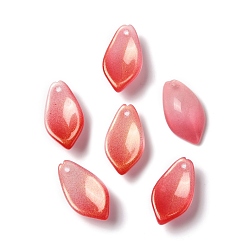 Red Dyed & Heated Glass Pendants, Ilibiscus Petaline, Red, 20x11x6.5mm, Hole: 1.2mm