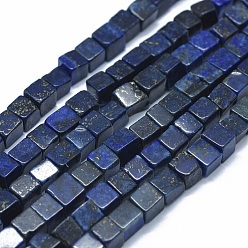 Lapis Lazuli Lapis-lazuli, brins de perles naturels , teint, cube, 3~4.5x3~4.5x3~5mm, Trou: 0.8~1mm, Environ 89~97 pcs/chapelet, 15.1~15.5 pouce (38.5~39.5 cm)
