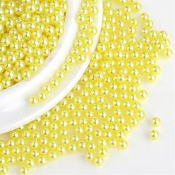Champagne Yellow Imitation Pearl Acrylic Beads, No Hole, Round, Champagne Yellow, 1.5~2mm, about 10000pcs/bag