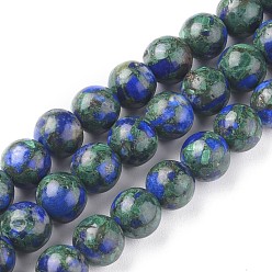 Lapislázuli Hebras de cuentas sintéticas ensambladas de lapislázuli y malaquita, teñido, rondo, 8 mm, agujero: 1 mm, sobre 50 unidades / cadena, 16.02 pulgada (40.7 cm)