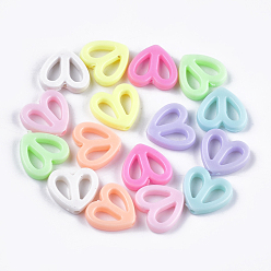 Mixed Color Opaque Acrylic Beads, Heart, Mixed Color, 15x16x3.5~4mm, Hole: 1.8mm, about 1110pcs/500g