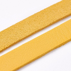 Vara de Oro Cordón de gamuza sintética plana de un solo lado, encaje de imitación de gamuza, vara de oro, 10x1.5 mm, aproximadamente 1.09 yardas (1 m) / hebra