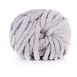 Light Grey Polyester Wool Jumbo Chenille Yarn, Premium Soft Giant Bulky Chunky Arm Hand Finger Knitting Yarn, for Handmade Braided Knot Pillow Throw Blanket, Light Grey, 20mm, about 27m/roll