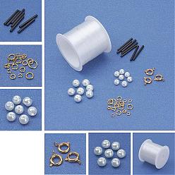 Mixed Material DIY Necklace Kits, Pearl Bead Necklace with Bugle Beads, Choker Necklaces, 9mm