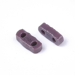 Púrpura 2 cuentas de semillas de vidrio opaco, Rectángulo, púrpura, 4.5~5x2x1~1.5 mm, agujero: 0.5~0.8 mm