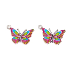 Colorful Alloy Enamel Pendants, Platinum, Butterfly, Colorful, 22x19x2mm, Hole: 1.8mm